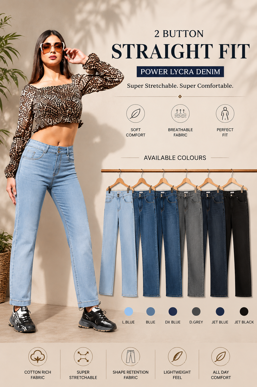 Power Lycra Denims - Cotton - Poly