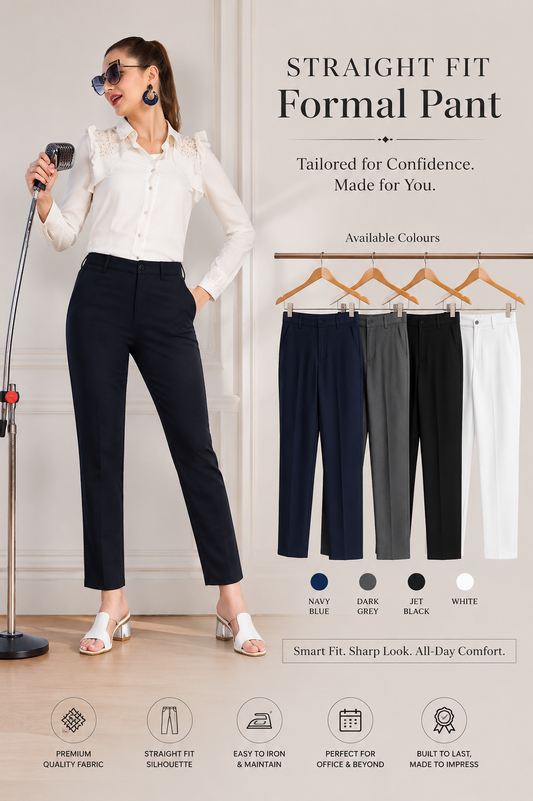 Straight Fit Formal Pant - 4 way Lycra - SF 75